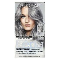 L&#x27;Oréal, Feria, Multi-Faceted Shimmering Colour,  S1 Smokey Silver, 1 Application