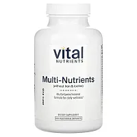 Vital Nutrients, Multi-Nutrients (Without Iron &amp; Iodine), 180 Vegetarian Capsules