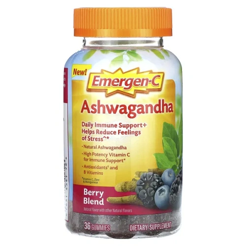 Emergen-C, Ashwagandha, Berry Blend, 36 Gummies