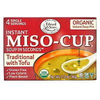 Edward & Sons, Instant Miso-Cup, мисо-суп быстрого приготовления, традиционный рецепт с тофу, 4 порции, 36 г (1,3 унции)