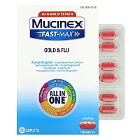 Mucinex, Fast-Max Cold &amp; Flu, Maximum Strength, For Ages 12+, 20 Caplets