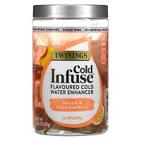 Twinings, Cold Infuse, ароматизатор со вкусом холодной воды, персик и маракуйя, 12 шт., 30 г (1,06 унции)