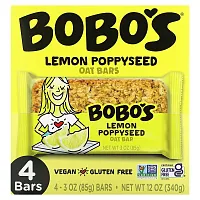 Bobo&#x27;s Oat Bars, Lemon Poppyseed, 4 Bars, 3 oz (85 g) Each