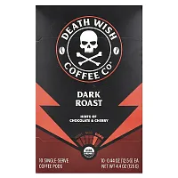 Death Wish Coffee, Single-Serve Coffee Pods, Dark Roast, 10 Pods, 0.44 oz (12.5 g) Each