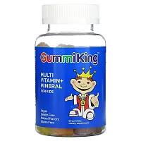 GummiKing, Multi-Vitamin + Mineral for Kids, Strawberry, Orange, Lemon, Grape, Cherry and Grapefruit, 60 Gummies