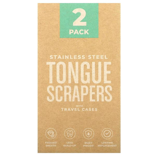 basicConcepts, Stainless Steel Tongue Scrapers, 2 Pack