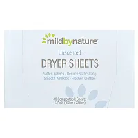 Mild By Nature, Dryer Sheets, Unscented, 40 Compostable Sheets