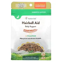 NaturVet, Scoopables, Hairball Aid Daily Support + Pumpkin, For Cats, Salmon, 45 Scoops, 5.5 oz (157.5 g)