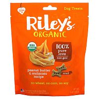 Riley’s Organics, Dog Treats, Small Bone, Peanut Butter &amp; Molasses Recipe, 5 oz (142 g)