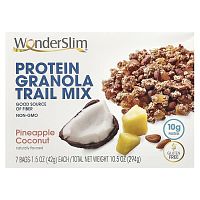 WonderSlim, Protein Granola Trail Mix, Pineapple Coconut, 7 Bags, 1.5 oz (42 g) Each