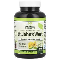 Herbal Secrets, St. John&#x27;s Wort, 700 mg, 180 Veggie Capsules (350 mg per Capsule)