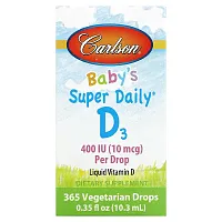 Carlson, Baby&#x27;s Super Daily D3, 10 mcg (400 IU), 0.35 fl oz (10.3 ml)