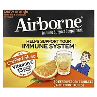 AirBorne, Immune Support Supplement, Zesty Orange, 3 Tubes, 10 Effervescent Tablets Each