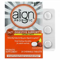 Align Probiotics, 24/7 для поддержки пищеварения, банан и клубника, 24 жевательные таблетки