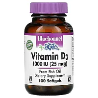 Bluebonnet Nutrition, Vitamin D3, 25 mcg (1,000 IU), 100 Softgels