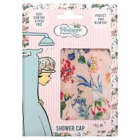 The Vintage Cosmetic Co., Shower Cap, Pink Floral Satin, 1 Count