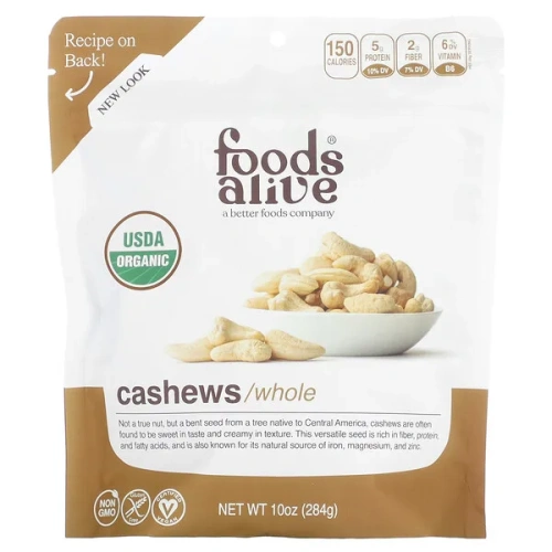 Foods Alive, Organic Cashews, Whole, 10 oz (284 g)