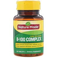 Nature Made, B-100 Complex, Time Release, 60 Tablets