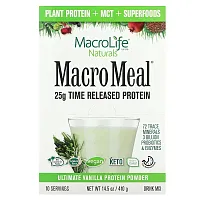 Macrolife Naturals, MacroMeal, Ultimate Protein Powder, Vanilla, 10 Packets, 1.4 oz (41 g) Each