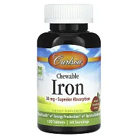 Carlson, Chewable Iron, Natural Strawberry, 30 mg, 120 Tablets (15 mg per Tablet)