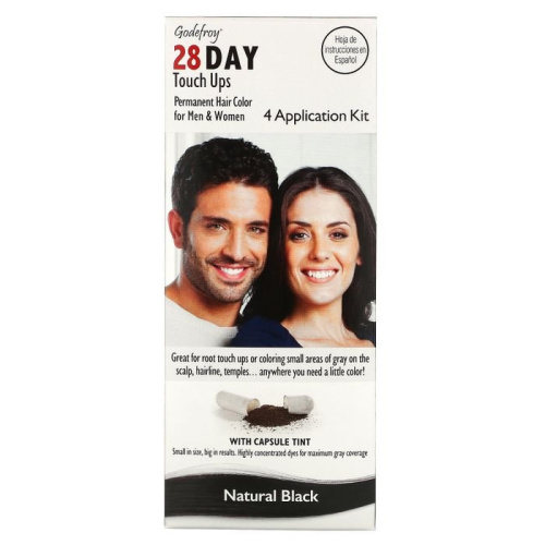 Godefroy, 28 Day Touch Ups, Natural Black, 4 Application Kit