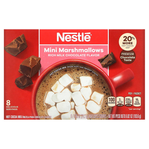 Nestle Hot Cocoa Mix, Зефир, насыщенный молочный шоколад, 8 конвертов