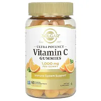 Solgar, Ultra Potency Vitamin C Gummies, Tart Orange, 1,000 mg, 60 Gummies