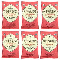 Puffworks, Арахисовая паста, клубника, PB&J, 6 пакетиков по 34 г (1,2 унции)