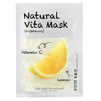 Too Cool for School, Natural Vita Beauty Mask (Осветляющая) с витамином C и лимоном, 1 маска, 0,77 жидкой унции (23 мл)