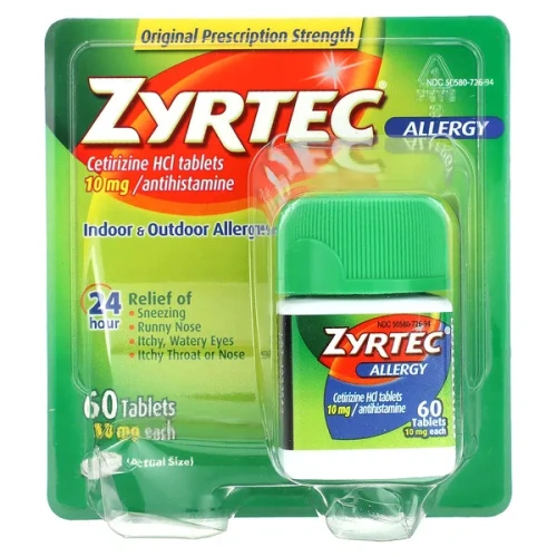 Zyrtec, Allergy, Cetirizine HCl, 10 mg, 60 Tablets