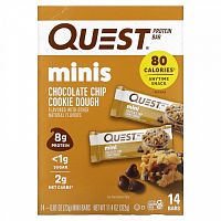 Quest Nutrition, Mini Protein Bars, Chocolate Chip Cookie Dough, 14 Bars, 0.81 oz (23 g) Each