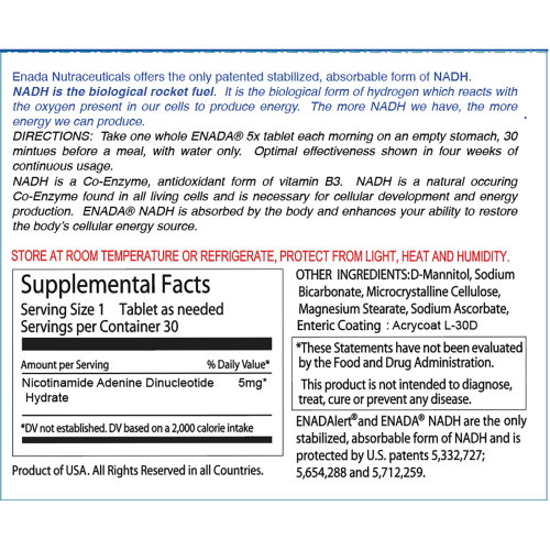 ENADA, NADH 5x, 5 мг, 30 таблеток фото 2