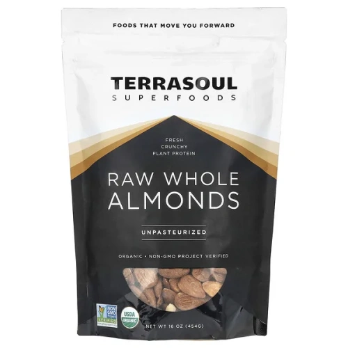 Terrasoul Superfoods, Raw Whole Almonds, Unpasteurized, 16 oz (454 g)