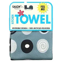 Skoy, Kitchen Towel, Double Sided Circle Print, Gray, 1 Towel