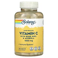 Solaray, Timed Release Vitamin C with Rose Hips &amp; Acerola, 1,000 mg, 250 Tablets