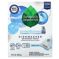 Seventh Generation, Dishwasher Detergent Packs, Free &amp; Clear, Fragrance Free  , 20 Packs, 10.5 oz (300 g)