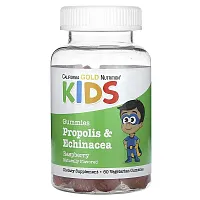 California Gold Nutrition, Propolis &amp; Echinacea For Children, No Gelatin, Natural Raspberry, 60 Vegetarian Gummies