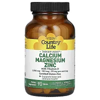 Country Life, Calcium Magnesium Zinc with Vitamin D, 90 Tablets