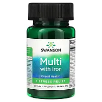 Swanson, Multi with Iron + Stress Relief, 60 Tablets