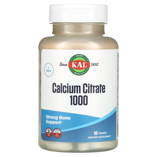 KAL, Calcium Citrate , 1,000 mg, 90 Tablets