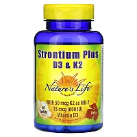 Nature&#x27;s Life, Strontium Plus D3 &amp;K2, 60 Tablets