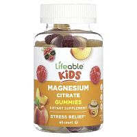 Lifeable, Kids Magnesium Citrate Gummies, Natural Fruit, 60 Gummies