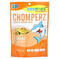 SeaSnax, Chomperz, хрустящие чипсы из морских водорослей, с луком, 1 унций (30 г)