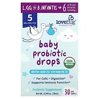 LoveBug Probiotics, Baby Probiotic Drops, 5 Billion CFU, 0.34 fl oz (10 ml)