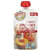 Earth&#x27;s Best, Organic Fruit &amp; Grain Puree, 6+ Months, Apple Peach Oatmeal, 3.5 oz (99 g)