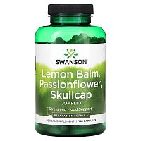 Swanson, Lemon Balm, Passionflower, Skullcap Complex, 180 Capsules