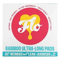 Here We Flo, Bamboo Ultra-Long Pads with Wings, 10 Pads