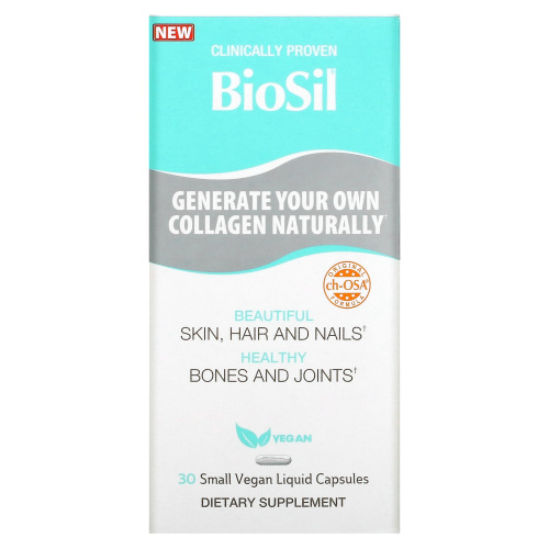 Biosil, Collagen Generator, средство для стимулирования производства коллагена, 30 капсул с жидкостью