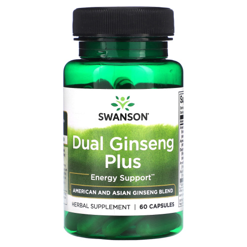 Swanson, Dual Ginseng Plus, 60 капсул