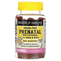 Mason Natural, Prenatal Multivitamin with DHA &amp; Zinc, Sugar Free, Banana Orange, 60 Gummies